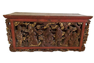 Antique Chinese Hand Carved Box With Drawer Temple Shrine
