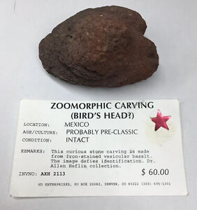 Pre Columbian Basalt Stone Carved Avian Zoomorphic Ancient Artifact Pre Classic