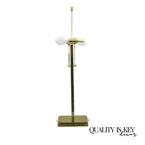 Vintage Mid Century Modern Lucite Brass Laurel Sculptural Table Lamp
