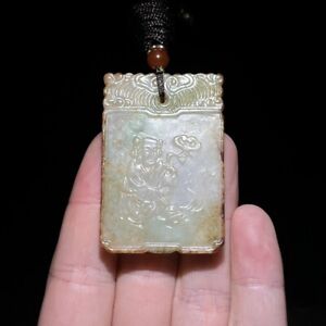 Chinese Antique Qing Dynasty Jadeite Jade Carved Character Figure Pendants