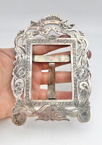 Antique Russian 84 Silver Engraved Scroll Photo Picture Frame