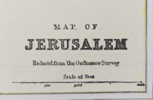 Vintage 1892 Jerusalem Map 14 X11 Old Antique Original Temple Mount Near Fine