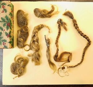 Victorian Human Hair Real Locks Mourning Oddity Antique Doll Repair