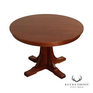  Stickley Mission Collection Round Cherry Extendable Dining Table