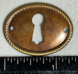 Vintage Old Antique Solid Brass Oval Escutcheon Key Hole Keyhole Cover