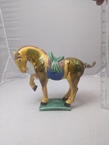 Vintage Chinese Tang Dynasty Style Ceramic Horse Figurine