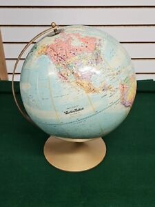 Vintage Replogle World Classic 12 Rotating Globe With Metal Base