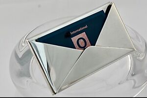 Quality Unusual Solid Sterling Silver Desk Business Card Holder Envelope Form
