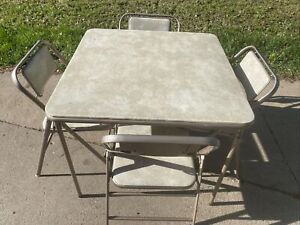 Vintage Samsonite Card Table And Chairs Retro Mid Century Style 8775
