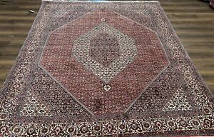Authentic Oriental Rug 7x8 Almost Square Wool Carpet Herati Mahi Very Fine Red