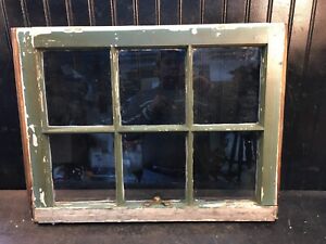 Antique Farm House Window Sash With Glass Panes Wood Frame 24inx19in