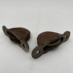 Antique Window Sash Rope Weight Pulleys Cast Iron And Steel Scalloped Face