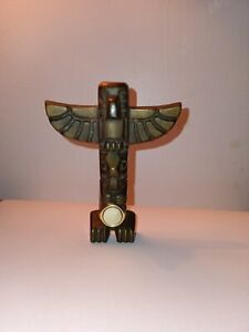 Vintage Cygnus Heavy Brass Totem Pole Door Bell Thunderbird Native Northwest
