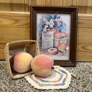 Primitive Farmhouse Pantry Gathering Peach Preserves Recipe Hot Pad Faux Peaches