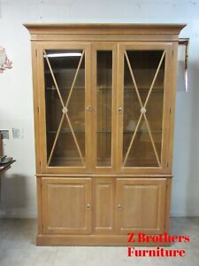 Ethan Allen Swedish Home China Cabinet Breakfront Hutch Display