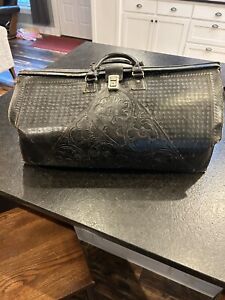 Vintage Black Leather Medical Doctor Travel Bag