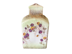 Antique Victoria Porcelain Schmidt Co Tea Caddy With Hand Painted Floral Dec 