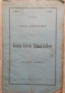 1884 85 Eighth Annual Announcement Of Georgia Eclectic Medical College Atlanta
