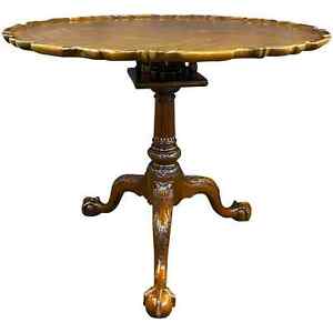 Branded Kindel Reproduction Of A Philadelphia Chippendale Pie Crust Tea Table