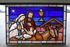 Beautiful Stained Glass Window Of The Nativity Holy Family Jesus Mary R4 