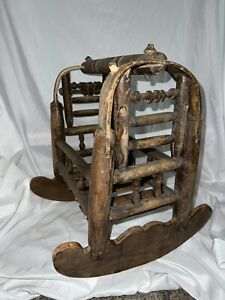 An Ottoman Turk Handmade Baby Cradle N Matching Doll Cradle From 1850