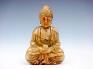 Old Nephrite Jade Carved Sculpture Seated Shakyamuni Buddha Praying 09112206