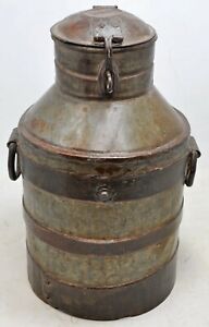 Antique Iron Small Milk Can Pot Original Old Hand Crafted