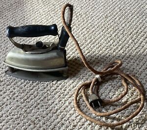1906 Antique Excel Electric Iron W Curling Iron Heater Cord Handle And Stand