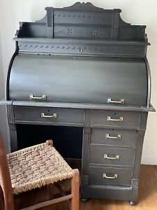 Antique Child S Painted Desk With Roll Top In Eastlake Style