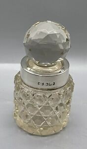 Beautiful Cut Glass And Crystal Mappin Webb Silver Collared Perfume Bottle