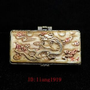 Collection Asian Chinese Hand Carved Dragon Flower Jewelry Box Boxes Gift 7 2cm