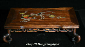 16 5 Old Chinese Huanghuali Wood Inlay Shell Dynasty Flower Birds Table Desk