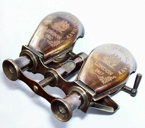 1917 Brass Traveling Telescope Binoculars Monocular Vintage Brass Antique