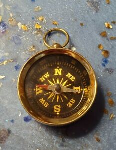Working Brass Pocket Compass Miniature Necklace Pendant Vintage Antique Style