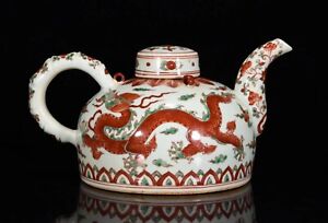 Splendid Chinese Handmade Painting Famille Rose Porcelain Dragon Flat Vase
