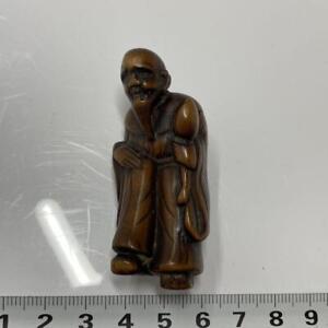 Netsuke Wood Carving Hermit Old Man Antique Inro Ojime 1 9 Inch Japanese
