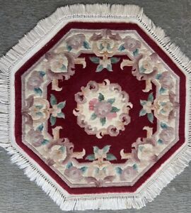 3x3ft Handmade Octagonal Chinese Area Wool Rug Free Shipping 