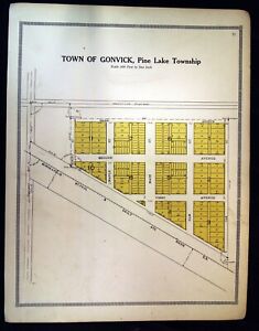 1912 Plat Map Town Of Gonvick Pine Lake Township Clearwater County Minnesota