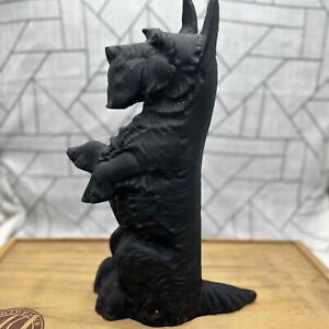 Vintage Cast Iron Scotty Dog Statue Black Door Stop Yard Art Scottish Terrier