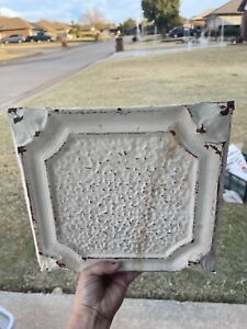 Vintage Distressed Shabby Chic Old Metal Ceiling Tile Shelf Very Unique