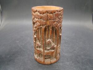 Chinese 1920 S Nice Carved Bamboo Brush Pot Combine Ship 30 Photos O7377
