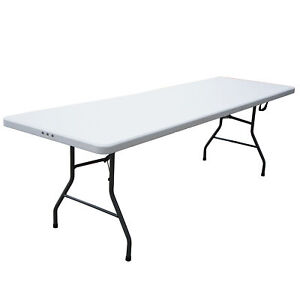 Plastic Development Group 816 Fold In Half 8 Foot Folding Banquet Table White
