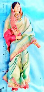 Indian Woman Folk Art Doll Figure Fancy Dress Jewelry Bindi 11 