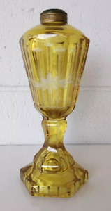 Westmoreland Yellow Amber Cut To Clear Glass Antique Whale Oil Lamp