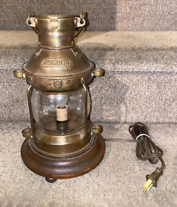 Vintage Copper Brass Anchor Maritime Ship Oil Lantern Electric Lamp Converted