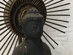 Y2396 Statue Amida Nyorai Amithaba Vintage Figure Japan Antique Interior Decor