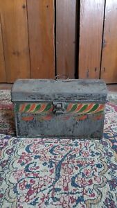 Antique Early Primitive Metal Tin Toleware Pa Document Box 8 25 Patina
