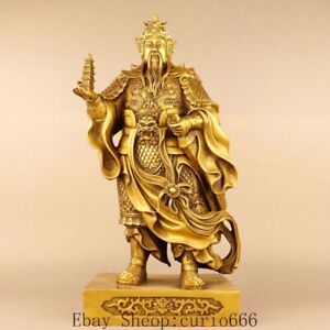 15 7 Old Chinese Purple Bronze Gold Tota Li Tianwang Tower Weapon Sword Statue