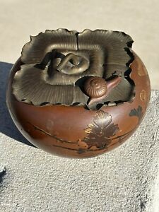 Mixed Metal Copper Lidded Japanese Norman Grag Arts And Crafts Signed