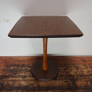 Mid Century Small Wood And Laminate Pedestal Side Table 1960s